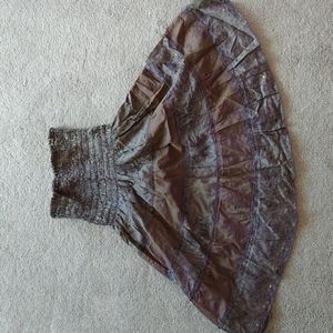 A Floating Lotus purple, olive and gold strapless dress